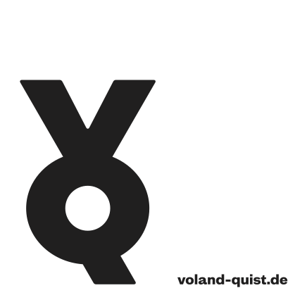 Schwarzes Logo VQ mit Webseite voland-quist.de