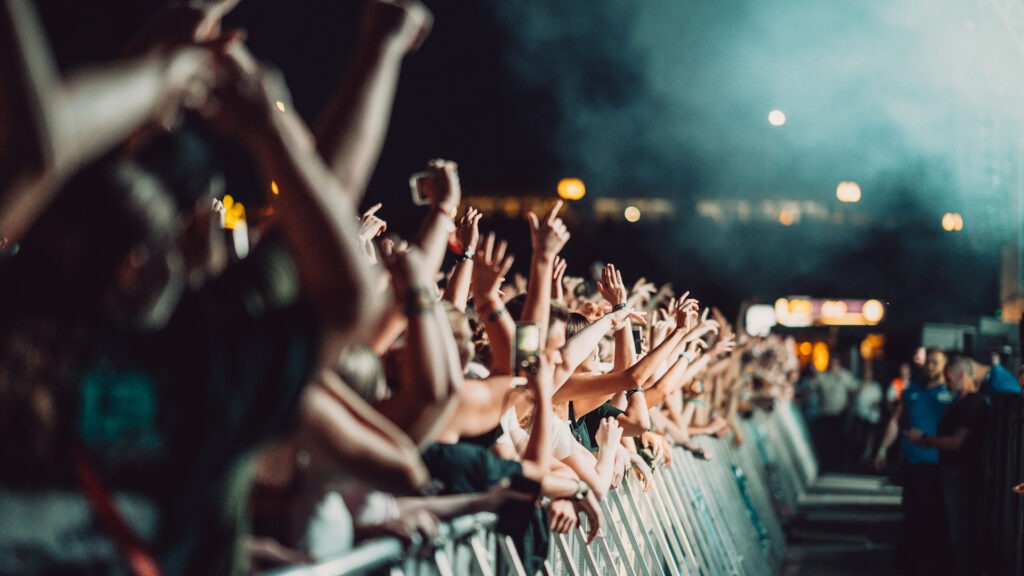 Menschenmenge beim Konzert in der ersten Reihe